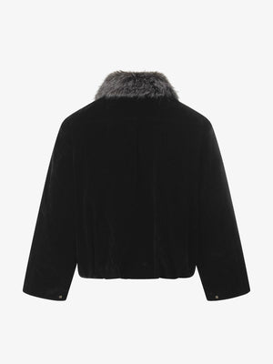 Vintage Drawstring Design Fur Collar Padded Jacket - thumbnail 4