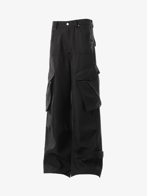 Multi-Pocket Textured Fabric Flared Pants - thumbnail 2