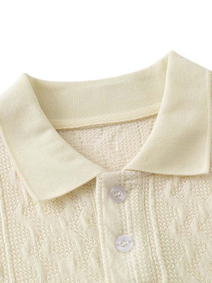 Retro Letter Print Lapel Short Sleeve Polo Shirt - thumbnail 9