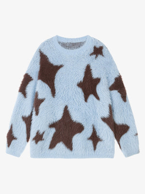 Fun Star Jacquard Sweater Crew Neck Sweater - thumbnail 1