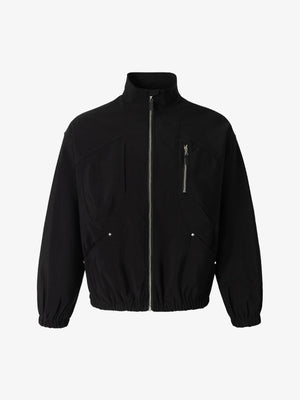 Minimalist Functional Stand-Up Collar Cropped Work Jacket - thumbnail 1
