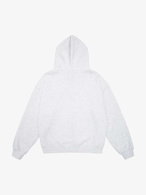 Letter Medal Embroidered Cardigan Fur Collar Hooded Sweatshirt - thumbnail 9