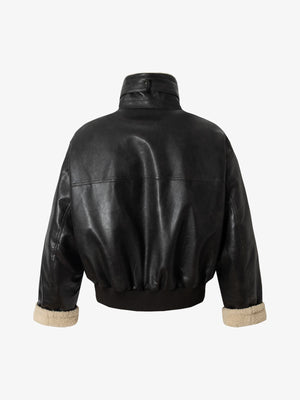 Vintage Shearling Collar Quilted Leather Jacket - thumbnail 12