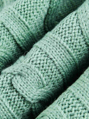 Retro Contrast Color High Neck Knitted Cardigan Sweater - thumbnail 4