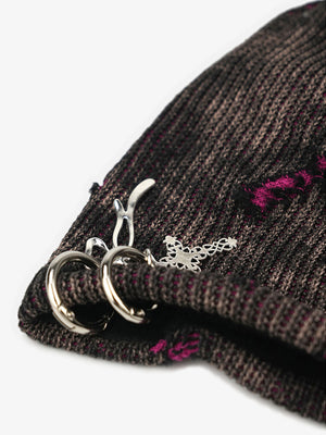 Retro Wasteland Style Distressed Knit Hanging Charm Beanie - thumbnail 10