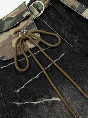 Camo belt barrel jeans – camo belt and cord close-up | XoKool