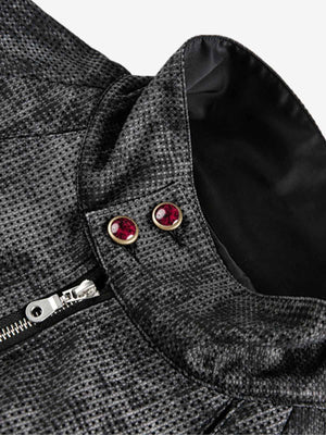 Dark Deconstructed Split Stand Collar Jacket - thumbnail 3