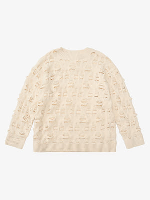 Ripped Openwork Crewneck Sweater - thumbnail 1