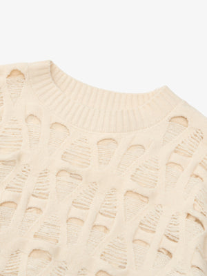 Ripped Openwork Crewneck Sweater - thumbnail 9
