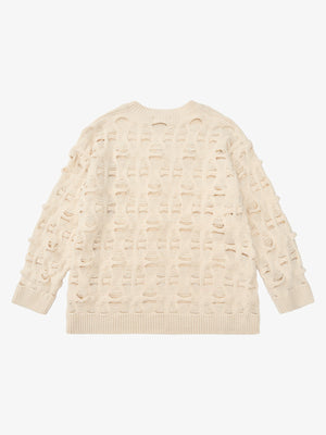 Ripped Openwork Crewneck Sweater - thumbnail 2
