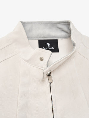 Deconstructed Split Stand Collar PU Leather Jacket - thumbnail 10