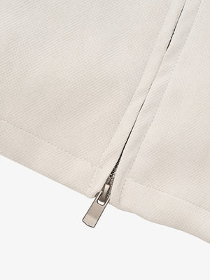 Deconstructed Split Stand Collar PU Leather Jacket - thumbnail 12