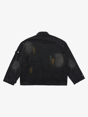 Retro Street Floral Embroidery Washed Zipper Denim Jacket - thumbnail 4