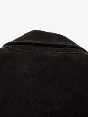 Retro Unique Metal Button Suede Lapel Bomber Jacket - thumbnail 13
