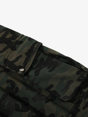 Retro Camouflage Pocket Design Workwear Casual Pants - thumbnail 4