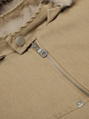 Street Outdoor Detachable Fur Collar Fleece Hooded Padded Jacket - thumbnail 10