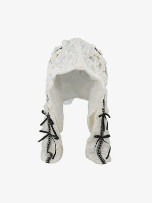 Punk Gothic Lace-Up Bow Earflap Trapper Hat - thumbnail 3