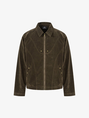 Suede Lapel Deconstructed Patchwork Jacket - thumbnail 1
