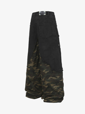 Retro Camouflage Faux Two-Piece Detachable Patchwork Pants - thumbnail 8