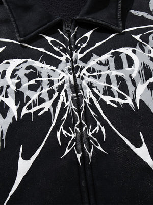 Punk Gothic Butterfly Graphic Streetwear Jacket - thumbnail 6