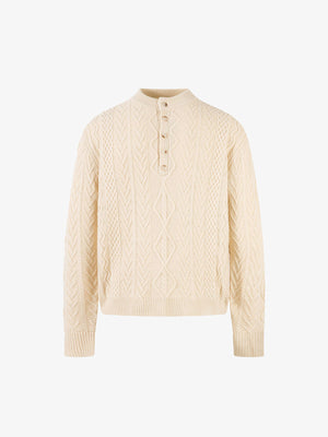Vintage Diamond Knit Half Placket Sweater - thumbnail 1