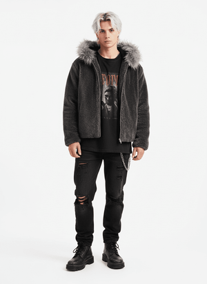 Fur Hooded Quilted Sherpa Jacket - thumbnail 8
