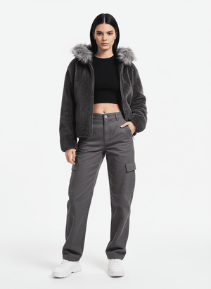 Fur Hooded Quilted Sherpa Jacket - thumbnail 7