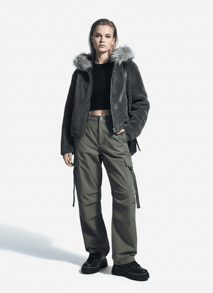 Fur Hooded Quilted Sherpa Jacket - thumbnail 6