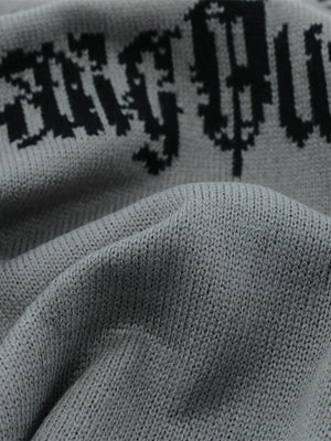 High Street Ripped Raw Edge Knitted Letter Jacquard Sweater - thumbnail 6
