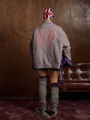 Street Graffiti Distressed High-Neck Padded Cotton Jacket - thumbnail 13