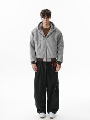 Retro Reversible Fleece Lined Zip-up Hooded Jacket - thumbnail 8
