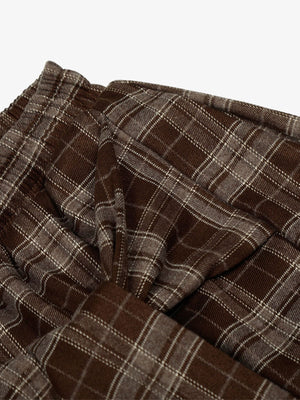 Street Pleated Waistband Plaid Check Barrel Pants - thumbnail 4