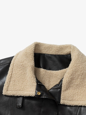 Vintage Shearling Collar Quilted Leather Jacket - thumbnail 13