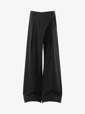 Retro Asymmetric Waist Loose Wide-Leg Trousers - thumbnail 2