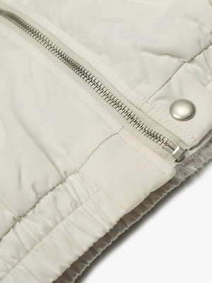 Faux Fur Collar Zipper Padded Bomber Jacket - thumbnail 9