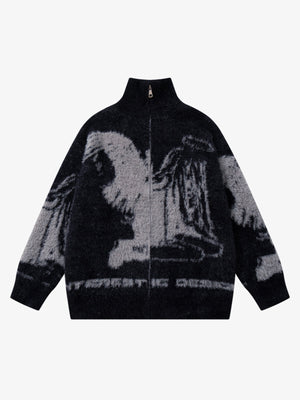 Street Subculture Angel Jacquard Cardigan Sweater - thumbnail 2