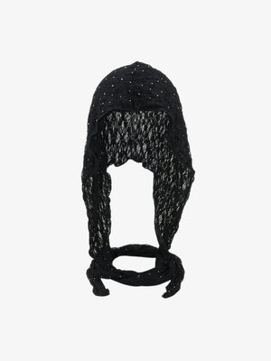Vintage Lace Hollow Crochet Long Strap Headscarf Hat - thumbnail 5
