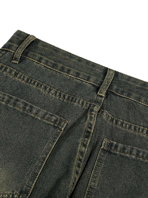 American Distressed Retro Multi pocket Workwear Washed Jeans - thumbnail 2