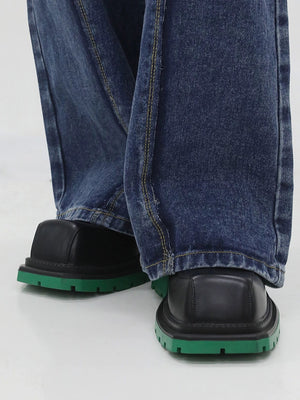 Chunky Derby Schuhe – am Model mit Jeans (grüne Sohle) | XoKool