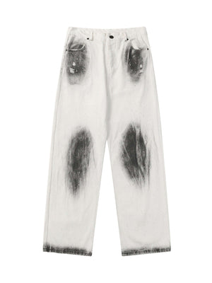 Black Stains Washed Jeans Streetwear - thumbnail 1