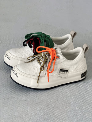 Platform Skate Shoes with Multicolor Double Laces – Off-white pair, side | XoKool