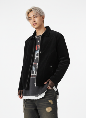 Suede Lapel Deconstructed Patchwork Jacket - thumbnail 8
