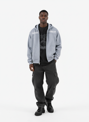 Vintage Suede Letter Embroidered Cropped Hooded Sweatshirt - thumbnail 8