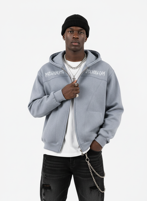 Vintage Suede Letter Embroidered Cropped Hooded Sweatshirt - thumbnail 5