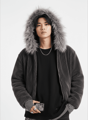 Fur Hooded Quilted Sherpa Jacket - thumbnail 3