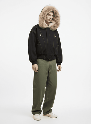 Faux Fur Lined Zip Up Hooded Bomber Jacket - thumbnail 4