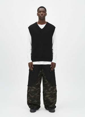 Retro Camouflage Faux Two-Piece Detachable Patchwork Pants - thumbnail 4