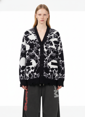 Vintage Skull Leopard Jacquard Knitted Cardigan - thumbnail 7