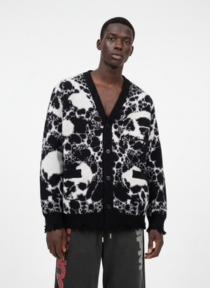 Vintage Skull Leopard Jacquard Knitted Cardigan - thumbnail 6