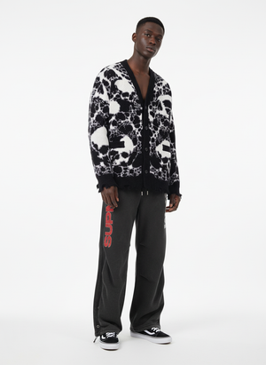 Vintage Skull Leopard Jacquard Knitted Cardigan - thumbnail 8